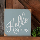 Hello Spring Painted Easter Block Sign