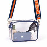 Bridget Clear Purse with Reversible Patterned Shoulder Straps - Auburn