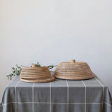 Hand-Woven Rattan Trays with Rattan Food Covers