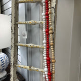 Wooden Garland White Beads