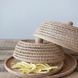 Hand-Woven Rattan Trays with Rattan Food Covers