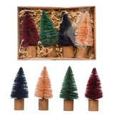 Sisal Bottle Brush Trees w/ Wood Base Multi Color (Boxed Set of 4)