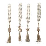 Paulownia Wood Beads w/ Seasonal Icon & Jute Tassel | 4 styles